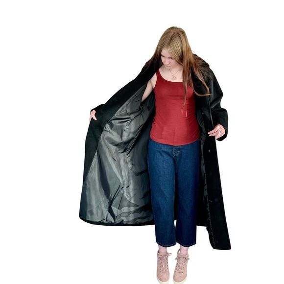 Vintage Alpaca & Wool Blend Long Black Maxi Coat Size M/L by Jones NY - Picture 7 of 8